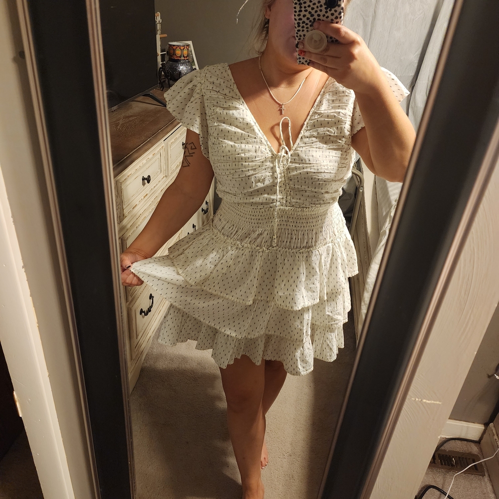 Anthropologie White Ruffle Mini Dress